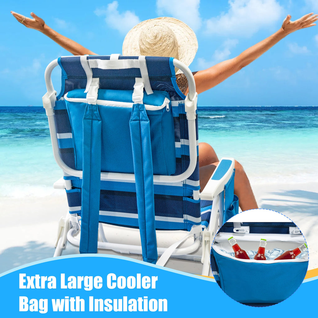 2-Pack Folding Beach Loungers - Adjustable Outdoor Camping Chairs