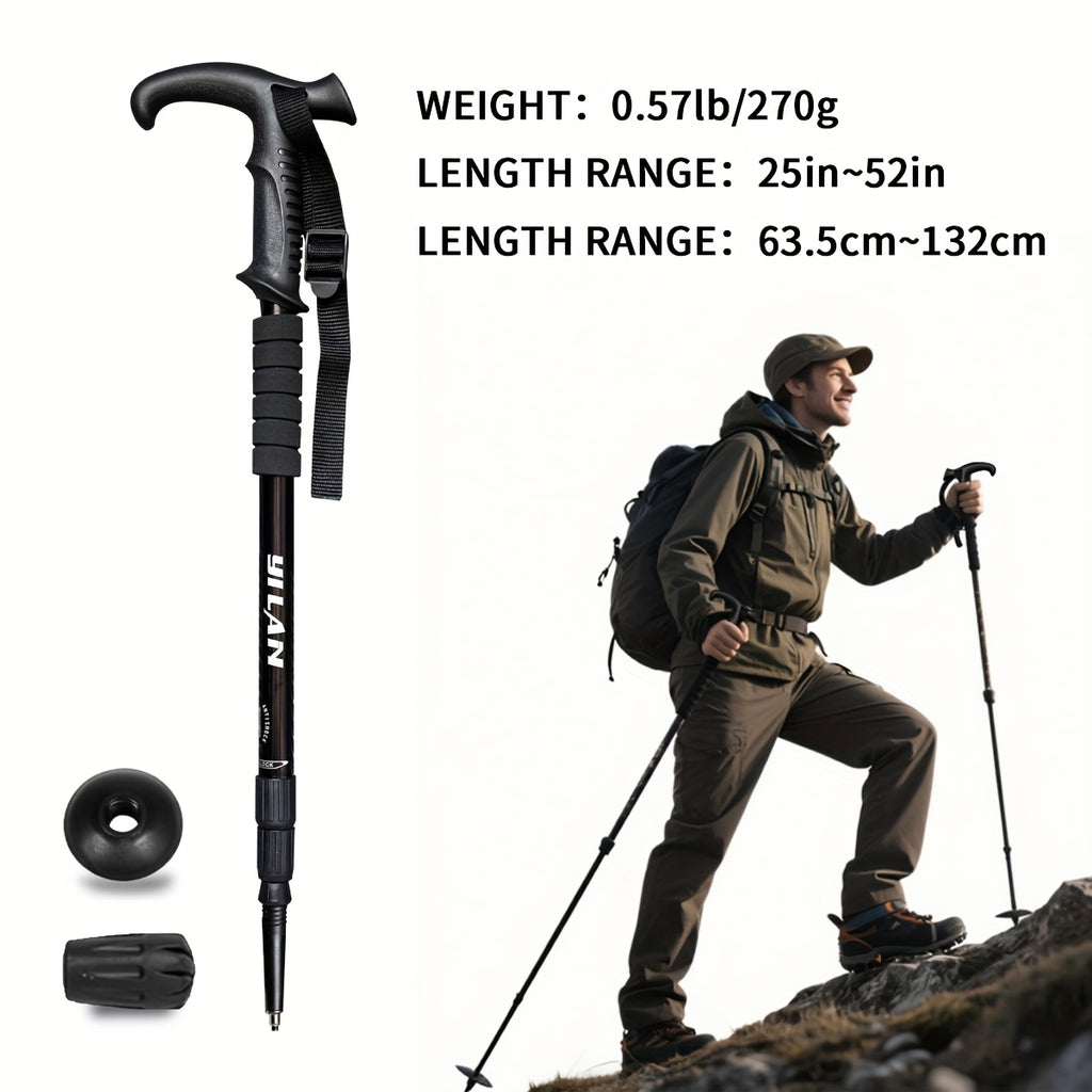 Ultra-Light Aluminum Trekking Pole - 3-Section Telescopic Hiking Stick